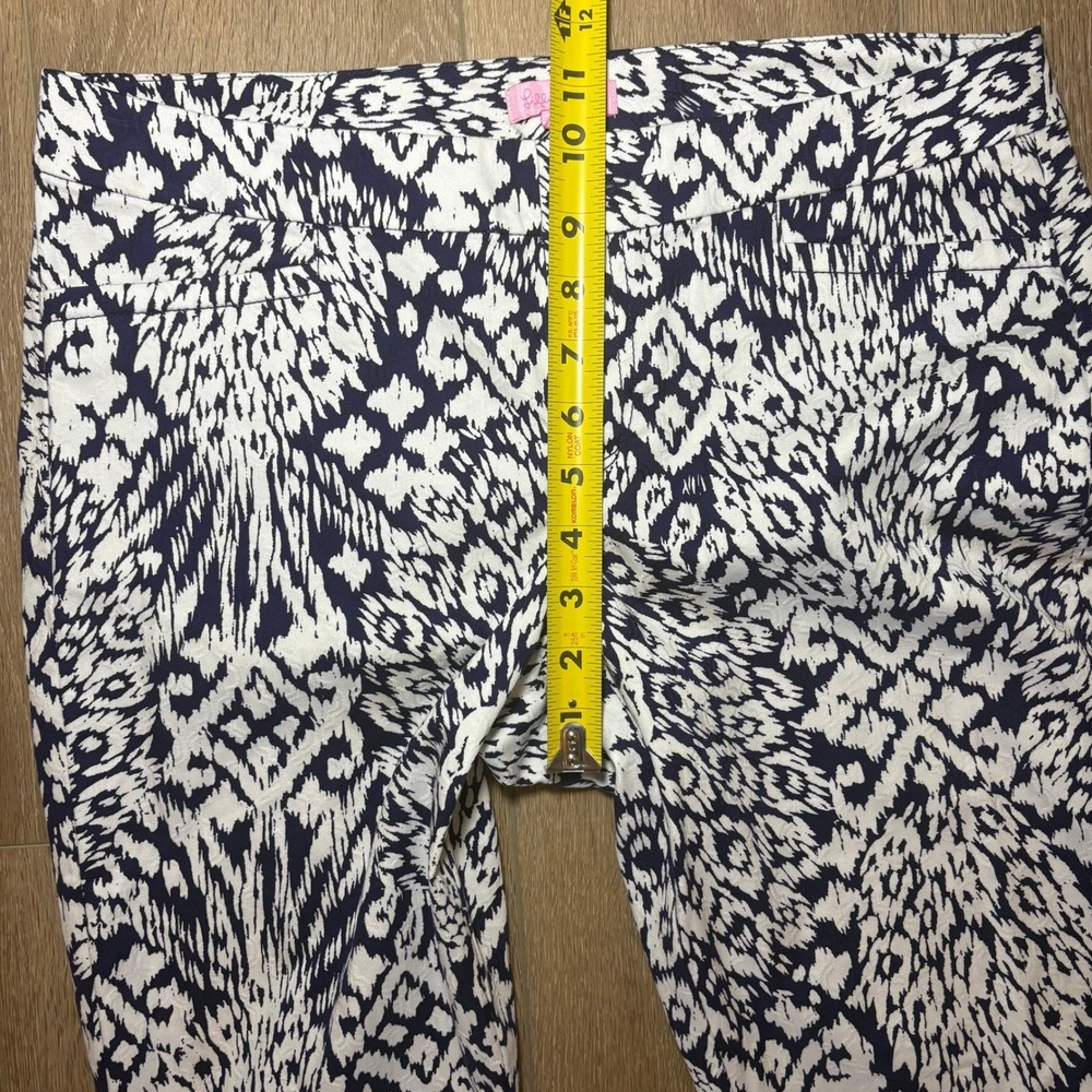 Lilly Pulitzer Kelly Ankle Pants Navy White Ikat Jacquard Trousers Womens 8 - Picture 6 of 11